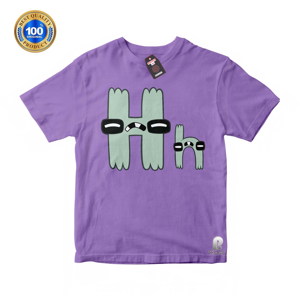 BAJU ANAK KAOS ATASAN ANAK HURUF H ALPHABET LORE UNISEX Bahan COTTUN (FREE NAMA)