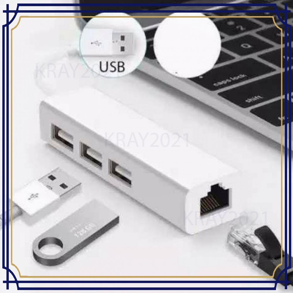USB to LAN Ethernet External Network Card with USB Hub -HB370