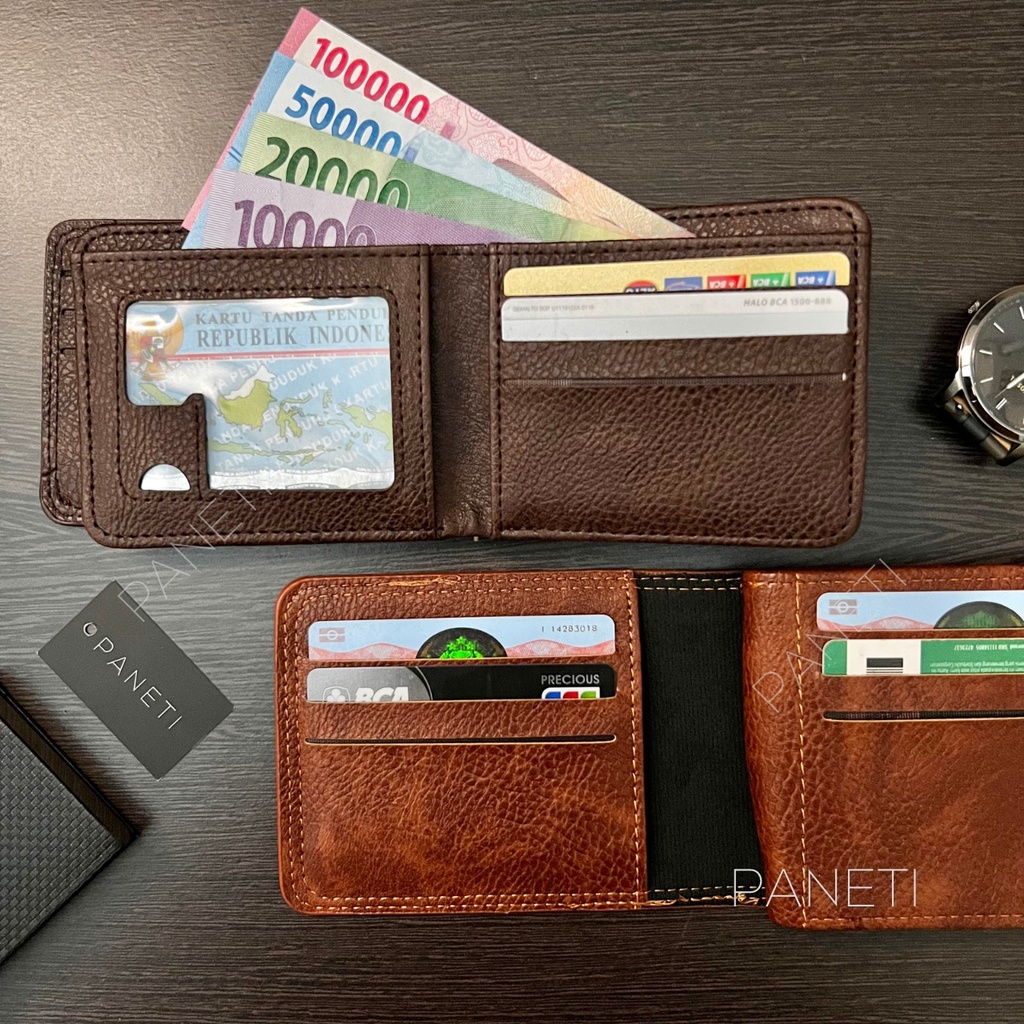 Dompet Lipat Kulit Sintetis Pria / Dompet Pendek Pria 3 Ruang Leather - PANETI JH2