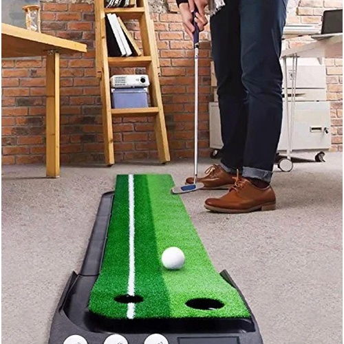 【 Gratis 3 Bola Golf 】2.5M Indoor Golf Puting Trainer Golf Portabel karpet Automatic Return Golf Practice putting mat OKK