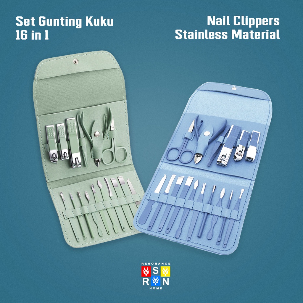 Set Gunting Kuku 16 in 1 Manicure - Pedicure / Nail Clippers / Resonance Home