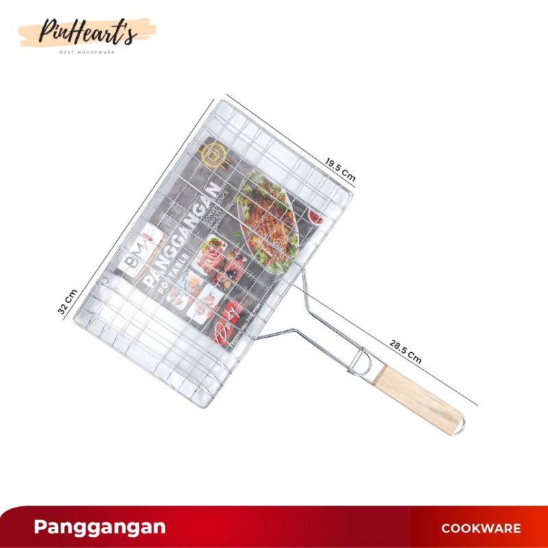 ALAT PANGGANGAN BBQ PANGGANG SATE PANGGANG IKAN BAKAR AYAM BAKAR JEPIT STAINLESS STEEL GAGANG KAYU |