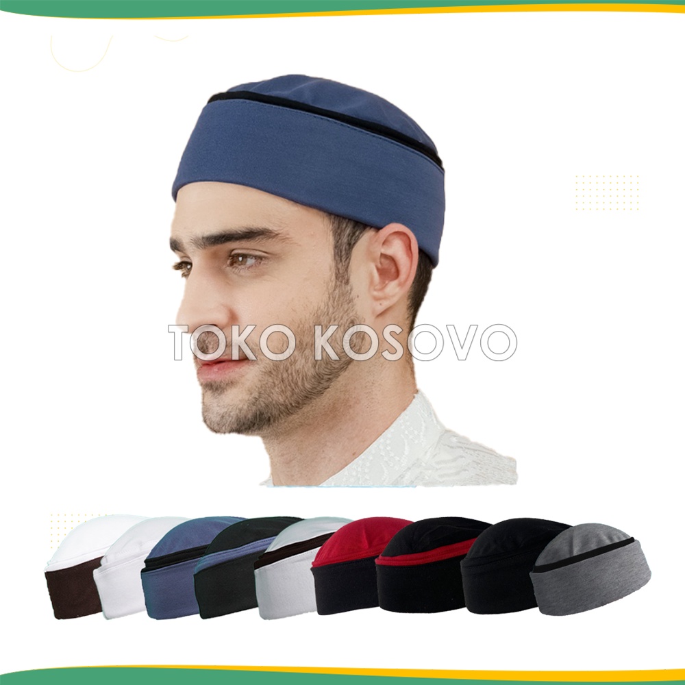 GROSIR (10 Pcs) Peci Lipat Khas Mesir Premium Haji Alay Kopiah Pria Biru Putih Hitam Kopyah Bulat Sholat Habasya Maiyah Cak Nun Kopeah Solat Polos Anak Santri Dewasa Kupluk Laki Kain Motif Rosal Hat Malaysia Oman Madinah Assagofah Turki NU Paket Usaha Ori