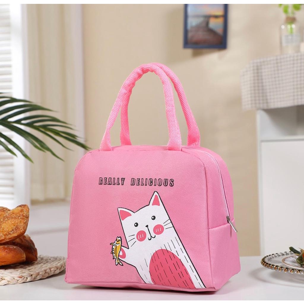 Tas Insulated Lunch Cool Cooler Bag Pendingin ASI Makanan Susu Minuman Kartun Iconic Ikonik