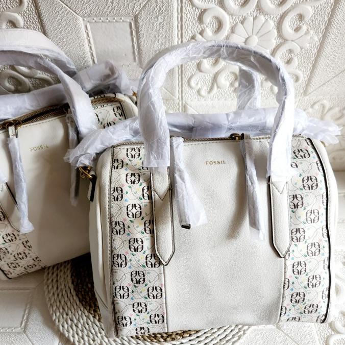 TasFossil original sydney satchel white neutral floral