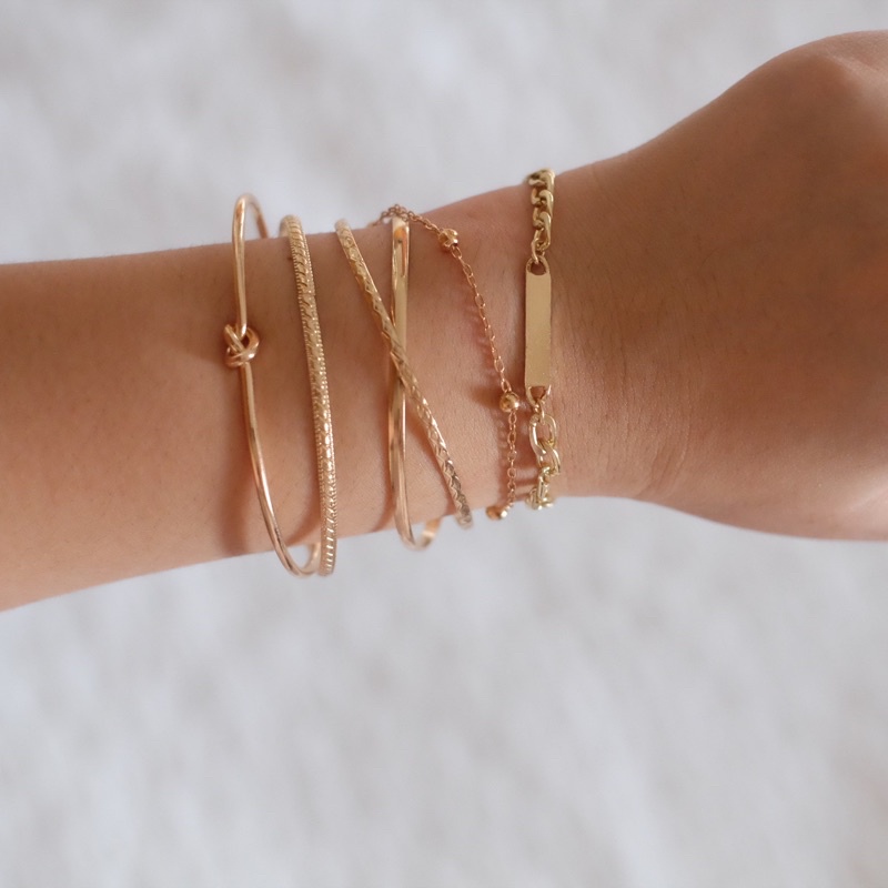 Ark.co - MESA set bracelet bangle gelang tangan tumpuk stack minimalis simple