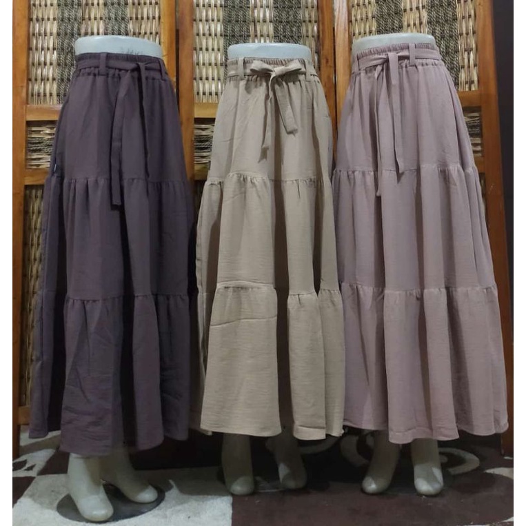 Rok payung bahan crinkle / rok susun cringkel / rok undak harian  santai adem / rok tumpuk