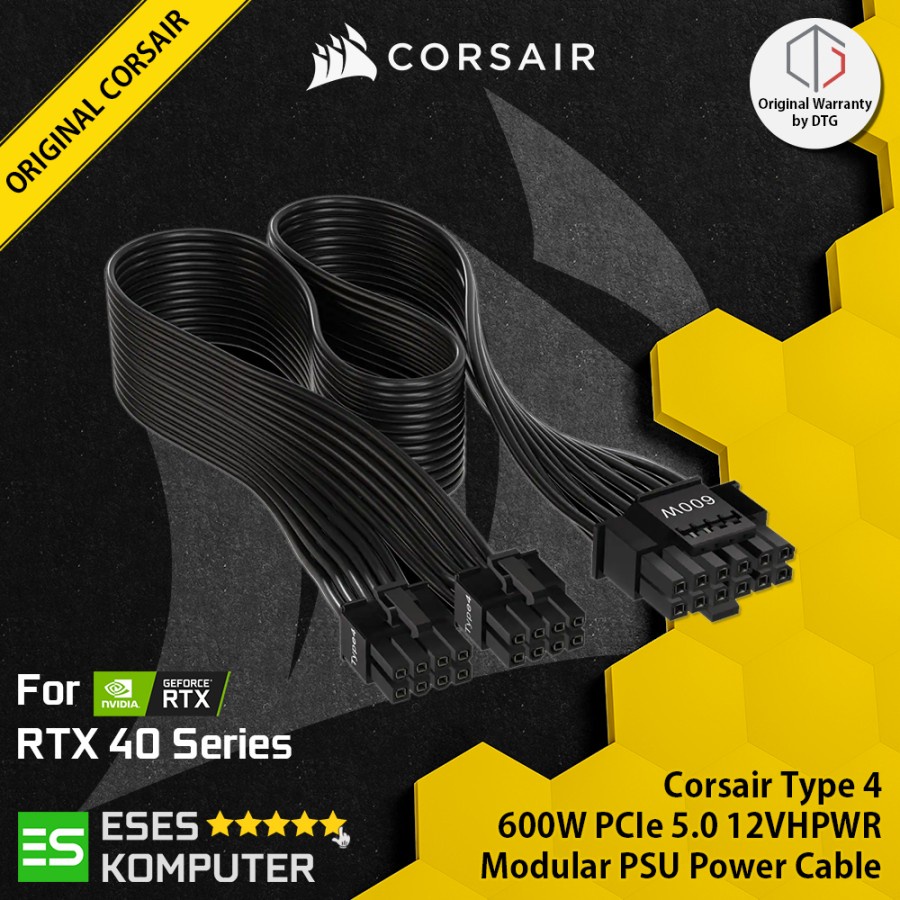 Kabel Modular Corsair 12VHPWR 12+4pin 600W PCIe 5.0 Type-4 PSU