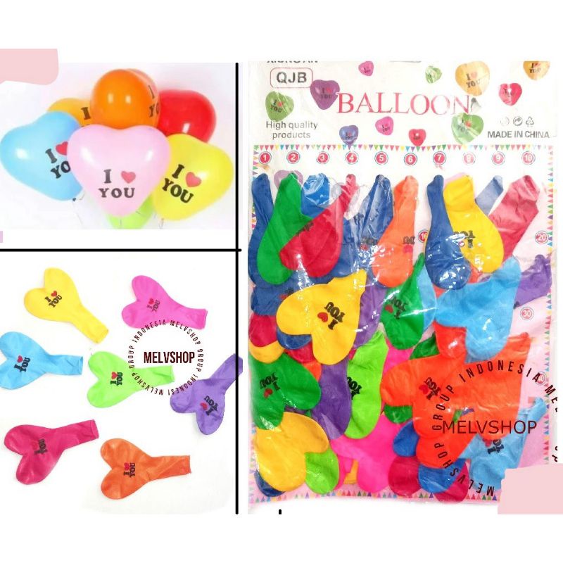 Balon LOVE / Balon Bentuk  Cinta / Balon Motif Dekorasi Pesta isi 40 pcs