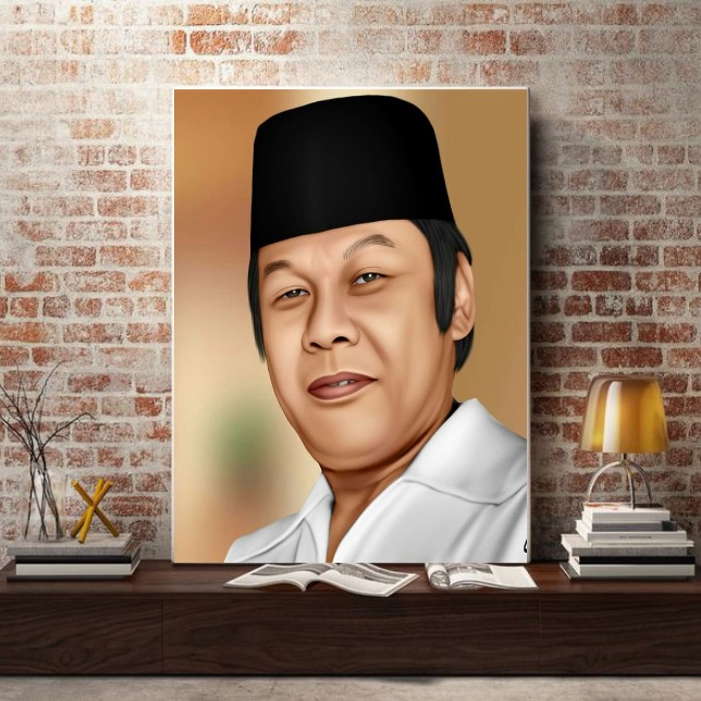 Poster KH Zaenudin MZ Ukuran A3 Hiasan dinding gambar ulama, lukisan aestetic Kyai Zaeudin MZ, Dekor