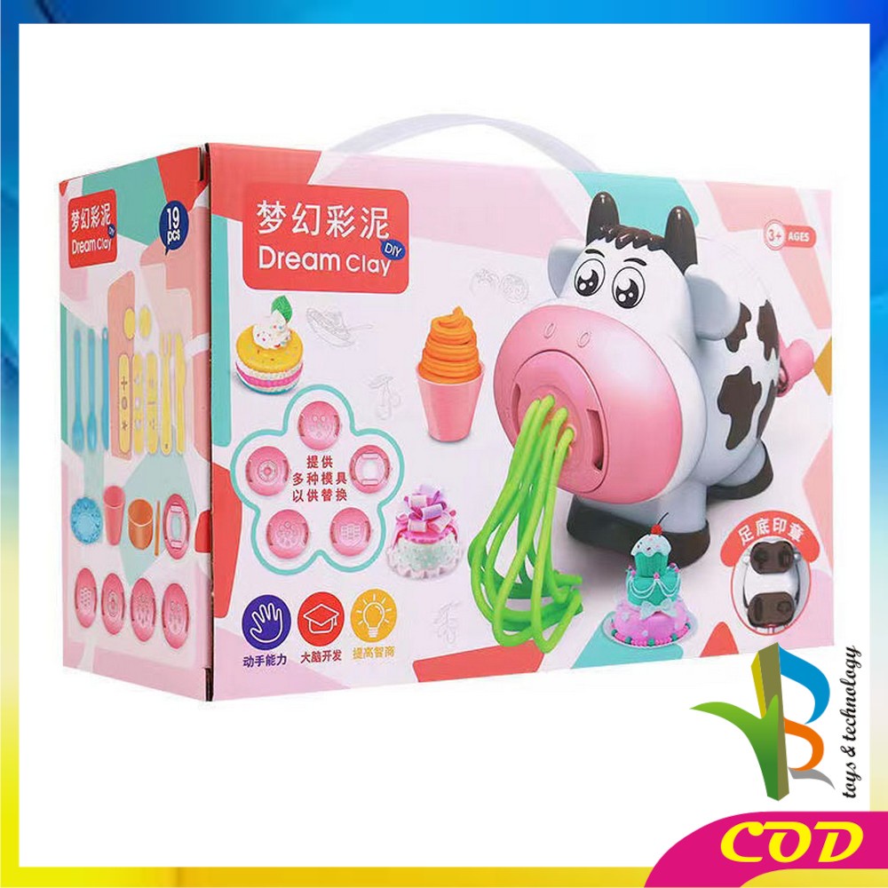 RB-M281 Mainan Edukasi Anak Plastisin Bentuk Sapi Cow Dream Clay / Maenan Set Lilin Tanah Liat Toys Kids