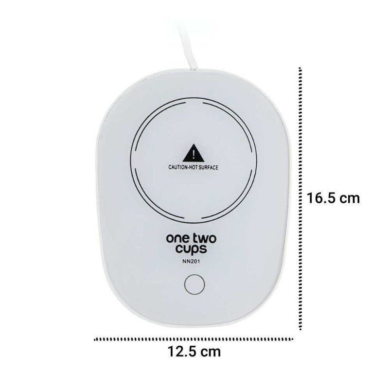 One Two Cups Tatakan Gelas Pemanas Coffee Cup Warmer Heating Pad - NN201 putih