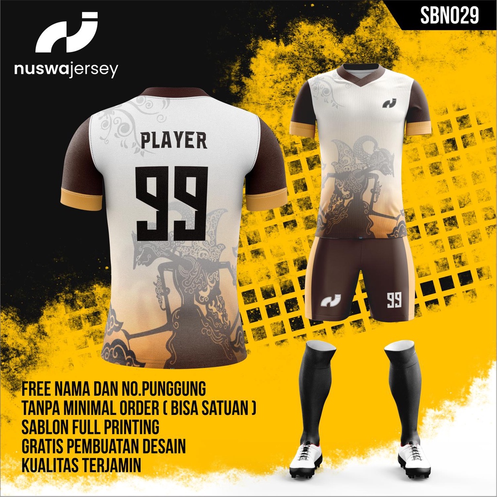 Jersey Futsal Wayang Kuning / SBN029 | Full Printing | Free Request Nama , No Punggung , Dll