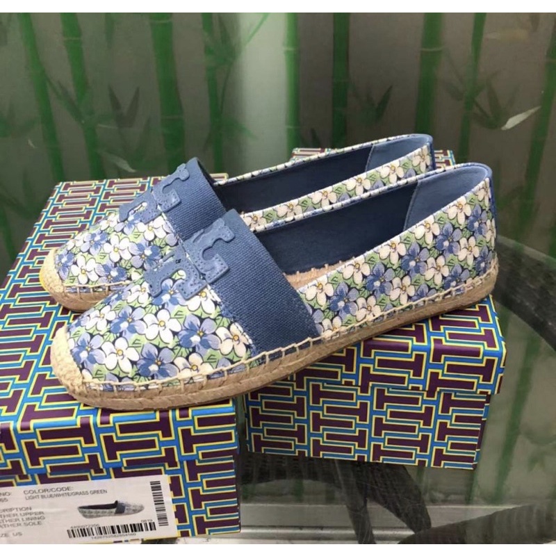 Tory Burch Espadrilles Shoes Flower Blue