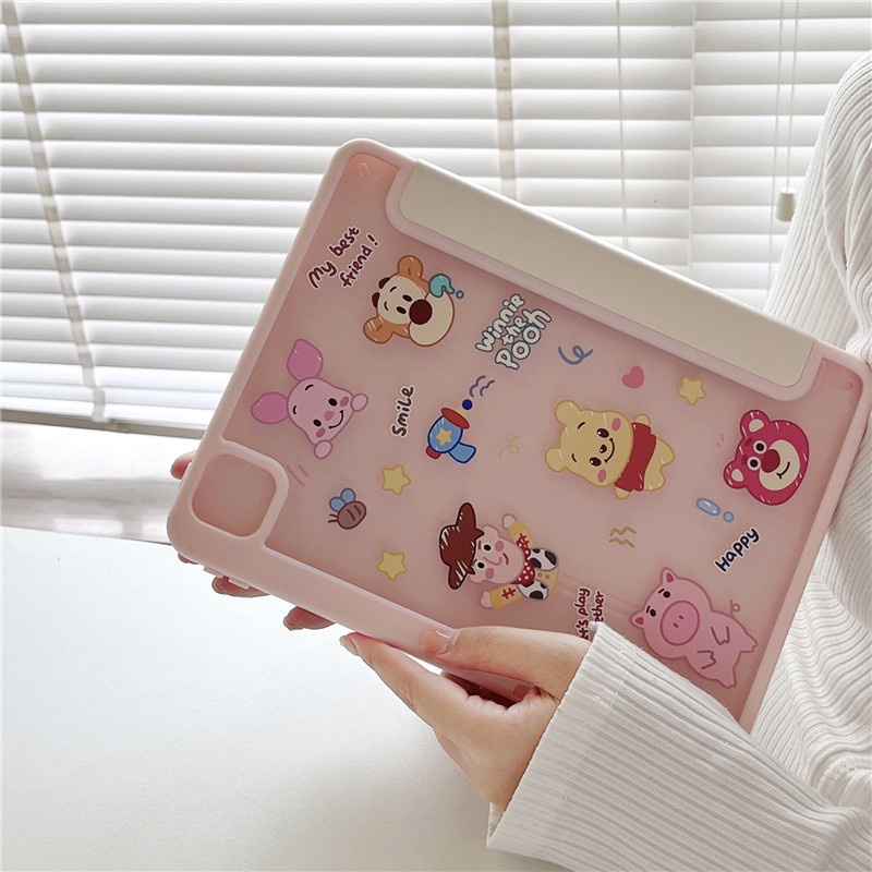 Case Transparan Magnetik Buzz &amp; Pooh Untuk IPAD Pro 11/ 12.9 / 7th-8th/10.2 / Air 3 Pro 10.5 / Air 4 2020