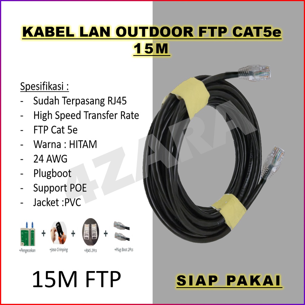 Kabel LAN OUTDOOR STP CAT5e 15Meter FTP 15M Outdoor 15 Meter