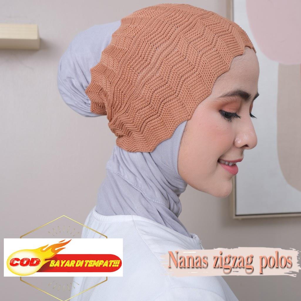 OTS 868 - Bandana Ciput Rajut Nanas Zigzag Inner Dalaman Jilbab Kerudung Hijab