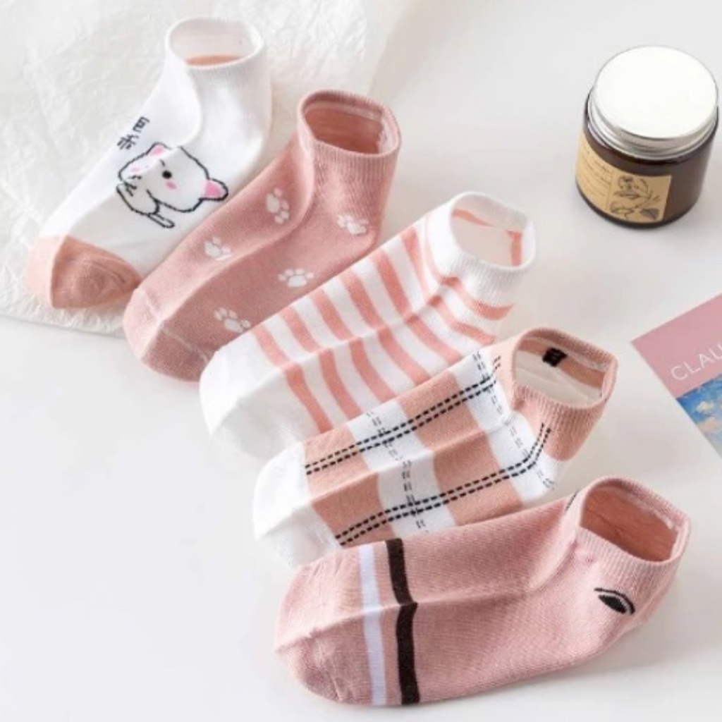 TRS - Bundle Kaos Kaki lucu Ankle Motif Pink Nyaman Lucu