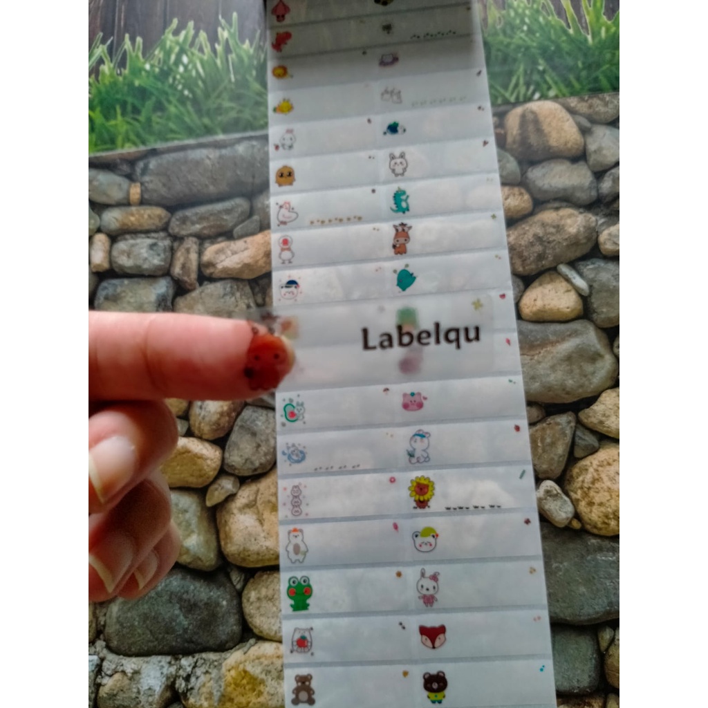 

Stiker label nama waterproof Transparan cute icon