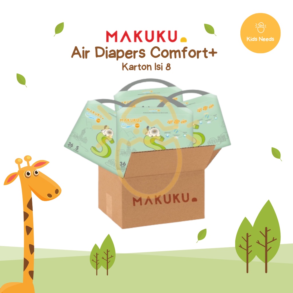 [ISI 8] (1 KARTON) MAKUKU SAP DIAPERS NEW COMFORT+ PANTS / TAPE (NB, S , M , L , XL , XXL) - Popok Bayi