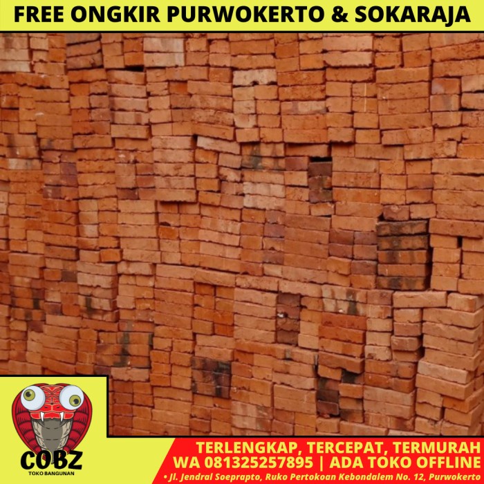 20 CM X 10 CM X 5 CM / NM BATU BATA MERAH JUMBO BESAR PER BIJI