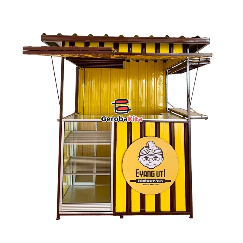 booth Container besi dengan etalase