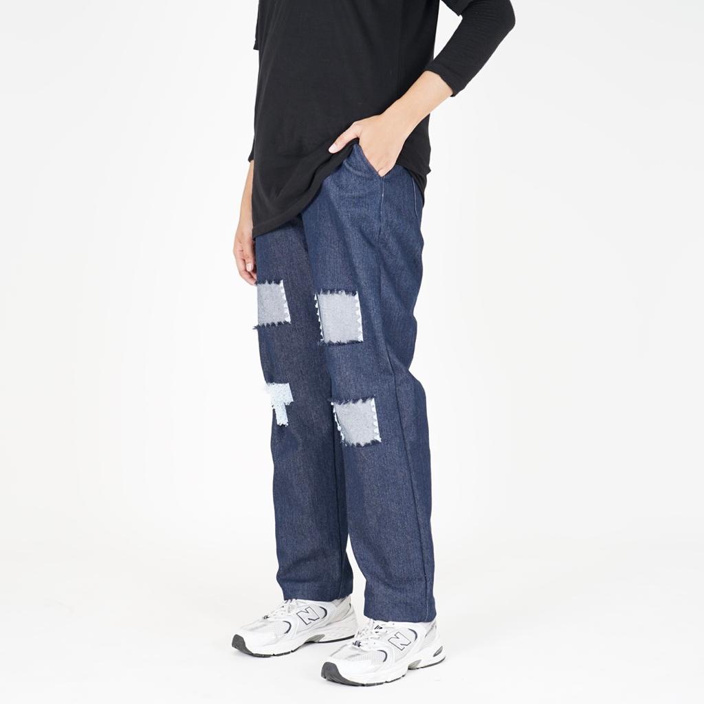 Dailyoutfits Celana Panjang Wanita Ripped Jeans Denim Strech Washed Biru Tua Bigsize Premium Quality