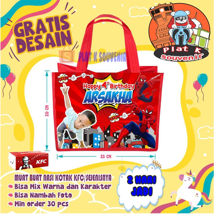 

GOODIE BAG MURAH / TAS ULTAH CUSTOM /TAS ULTAH PROMO/ Tas Ultah Anak Custom 25 x 20 x 13