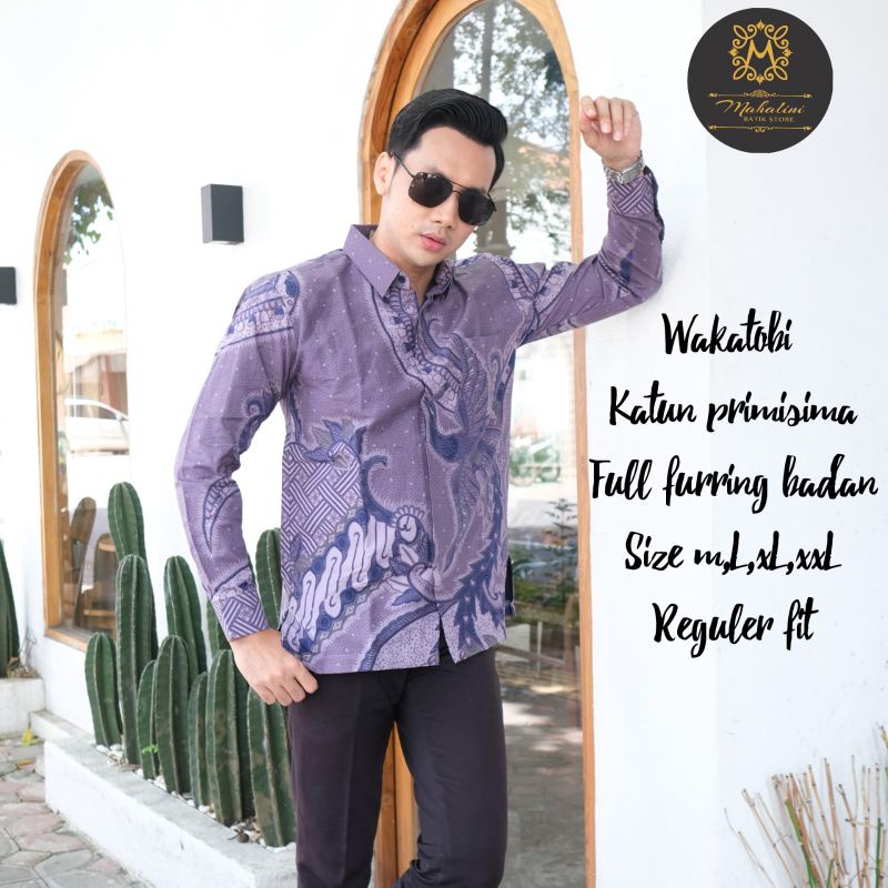 KARTIKO UNGU baju batik pria lengan panjang modern S M L XL XXL BAJU PREMIUM BSO OFFICIAL