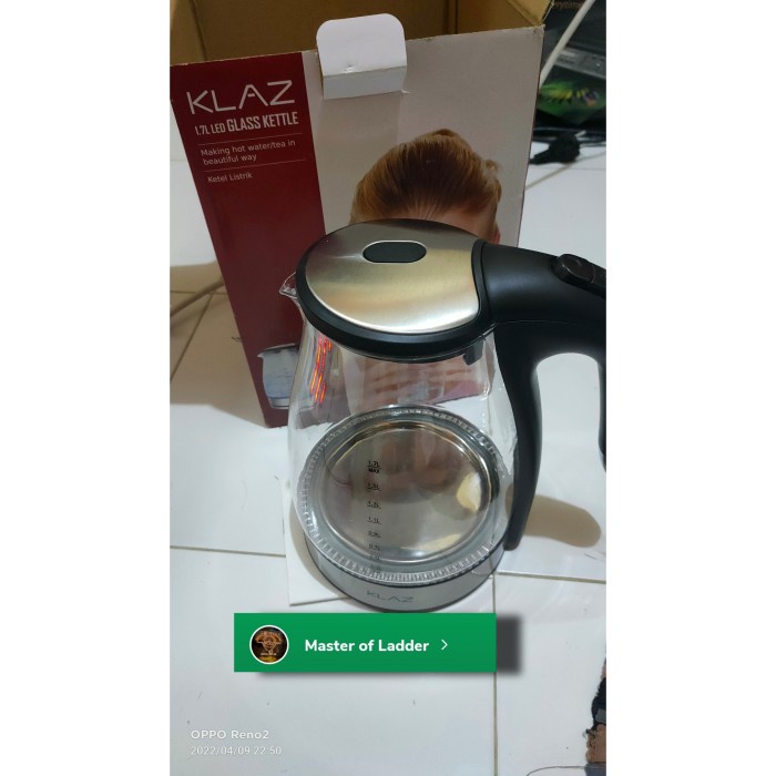 KLAZ Kettle Kaca 1.7 L Pemanas Air hotel Transparan