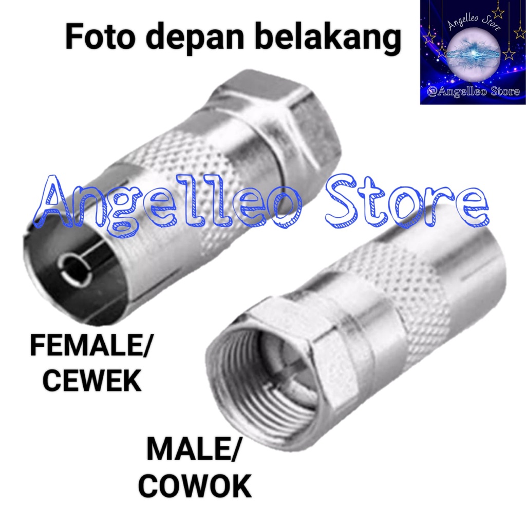 Jack Antena~Konektor F Drat~Male to Female~Cowok ke Cewek~Besi~Jarum