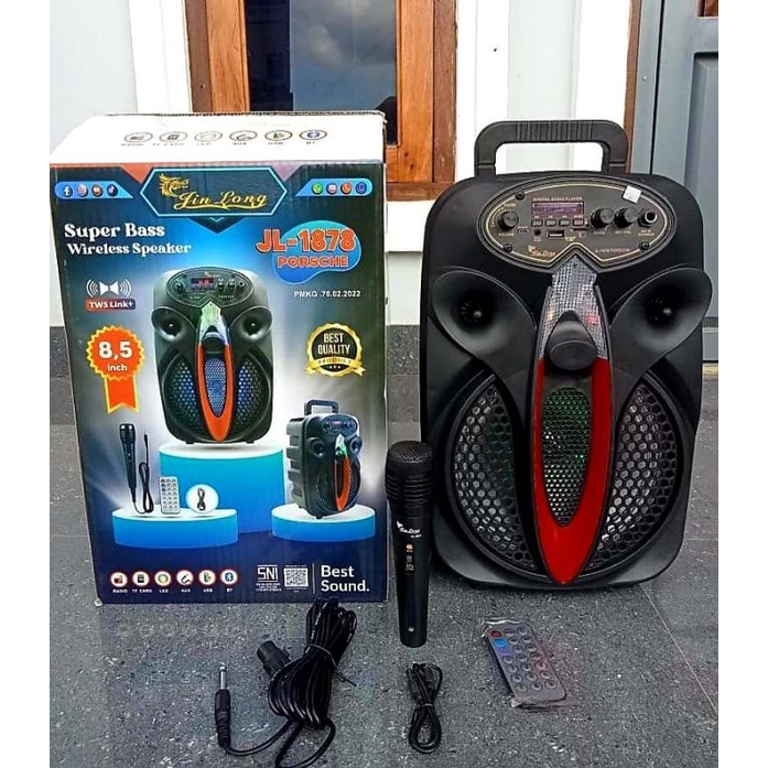 Speaker Jinlong 8'5In JL-1878 Porsche / Speaker Bluetooth / Super Bass Wireless Speaker