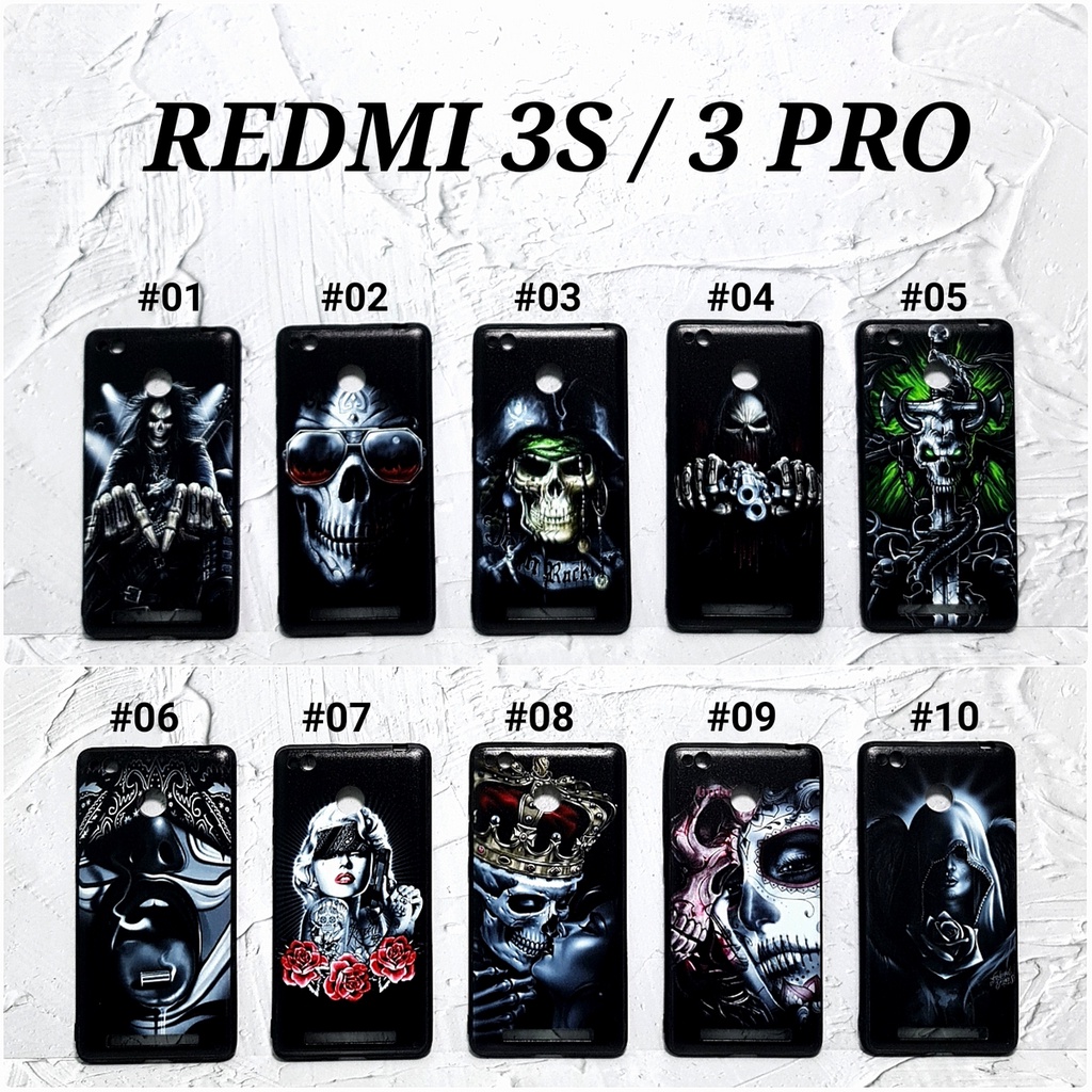 XIAOMI REDMI 3S 3 PRO 4A 4X 5A 6A S2 6X MIA2 6 PRO MIA2 LITE MI 8 NOTE 3 NOTE 5A NOTE 5 5 PRO - HOROR Soft Hard Case Skull