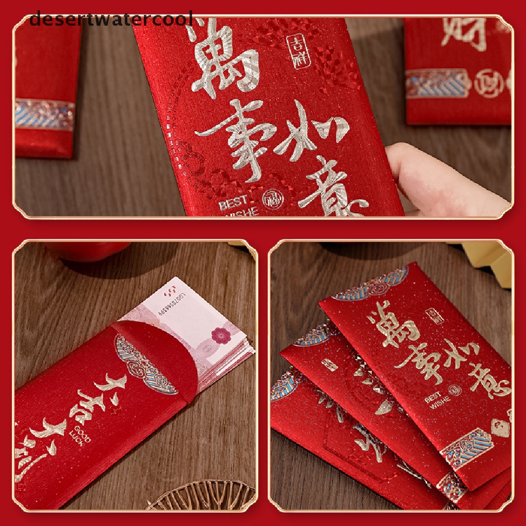 Deid 6pcs Imlek Chinese New Year Red Packet Rabbit Year Spring Festival Wedding Amplop Merah Imlek Uang Packing Bag Lucky Red Packets Bag Martijn