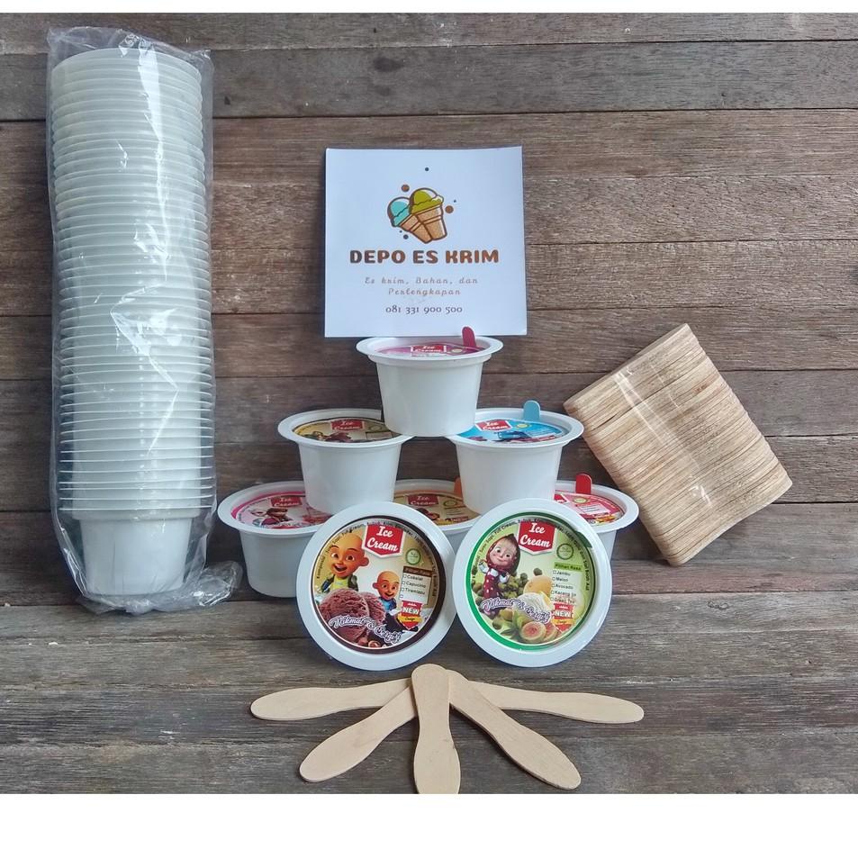 

✿ Paket Cup Es Krim 60 ml Plastik Putih (Ice Cream Cup) ⌆
