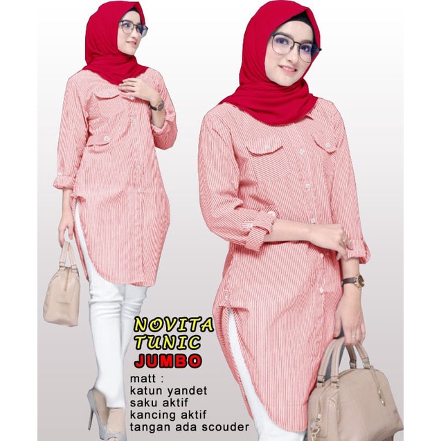 PIK - Novita Tunik Jumbo L (61215), XL (63201), XXL (67152)/ Pakaian Muslim/ Pakaian Wanita/ Tunik