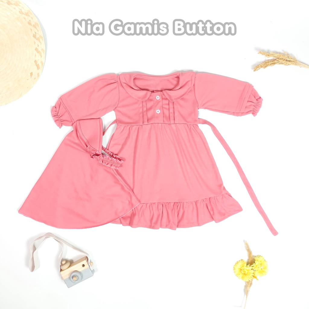 NIA BABY GAMIS BUTTON - GAMIS BAYI PEREMPUAN POLOS DENGAN KANCING