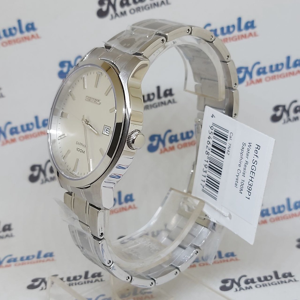 Seiko Quartz SGEH39P1 Classic Sapphire Silver - Jam Tangan Pria SGEH39