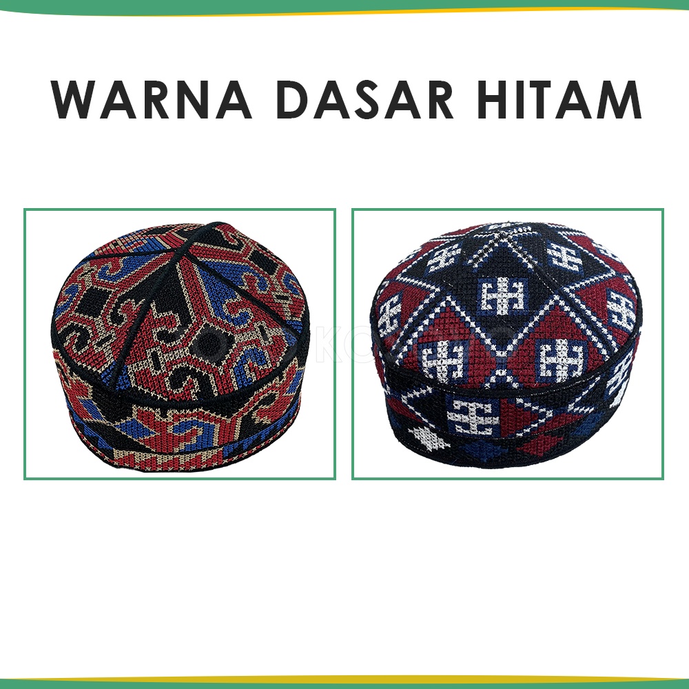 Peci PAKISTAN Motif Ovais Cap Bordir Kopiah Haji Sholat Santri Pria Dewasa Anak Laki Kopyah Bulat Solat Pesantren Hitam Putih Hijau Biru Maroon Coklat Kopeah Murah Ori Original Polos Model Songkok Malaysia Oman Assagofah Terompah Turki Mesir Madinah NU