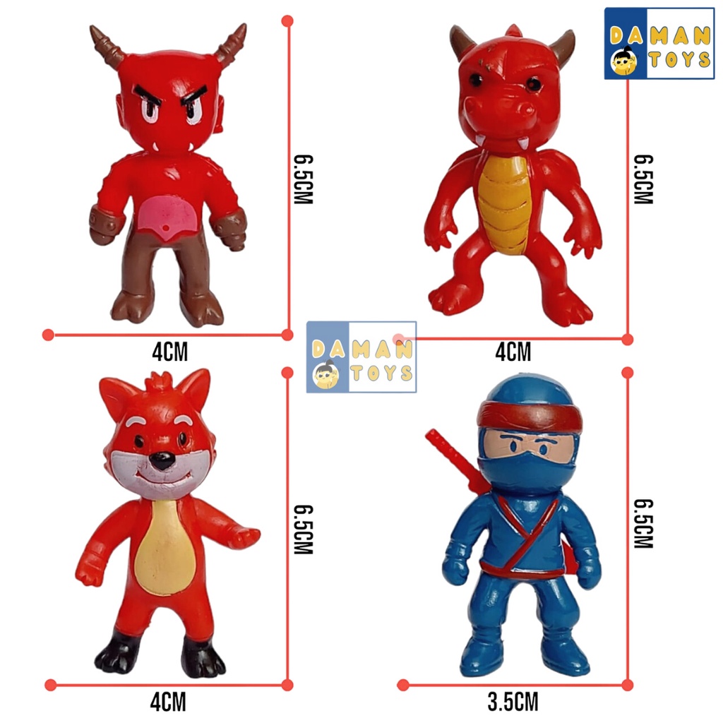 Mainan Pajangan Stumble Guys Astronaut Vaquero Pirate Dinosaur Leon Shark Mummy Gladiator Ninja Dragon Action Figure