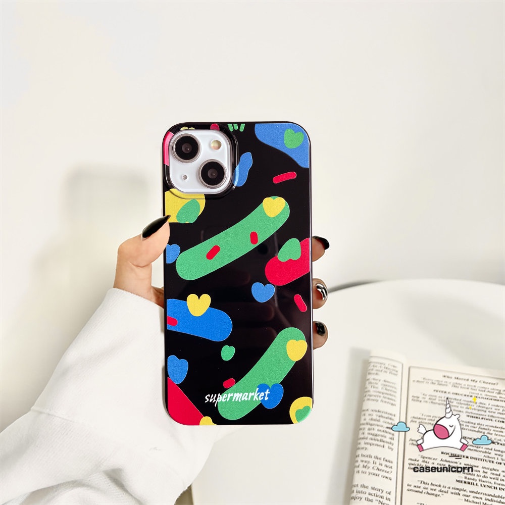Ins Colorful Art Pigmen Cinta Hati Cover Kompatibel Untuk IPhone 7Plus 8Plus 11 14 13 12 Pro Max XR 7 8 14 Plus X XS Max SE 2020full Pelindung Glossy Halus Lembut Tpu Phone Case