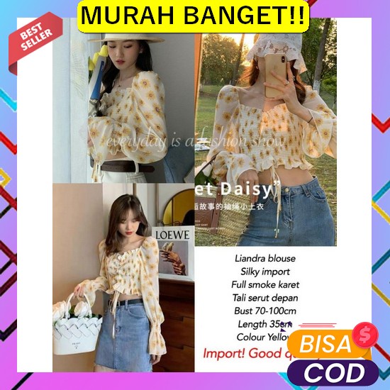 Flower Blouse Top/Blouse Import/Blouse Korea/Flower Top Liandra Blouse Import [Baju Atasan Wanita 01