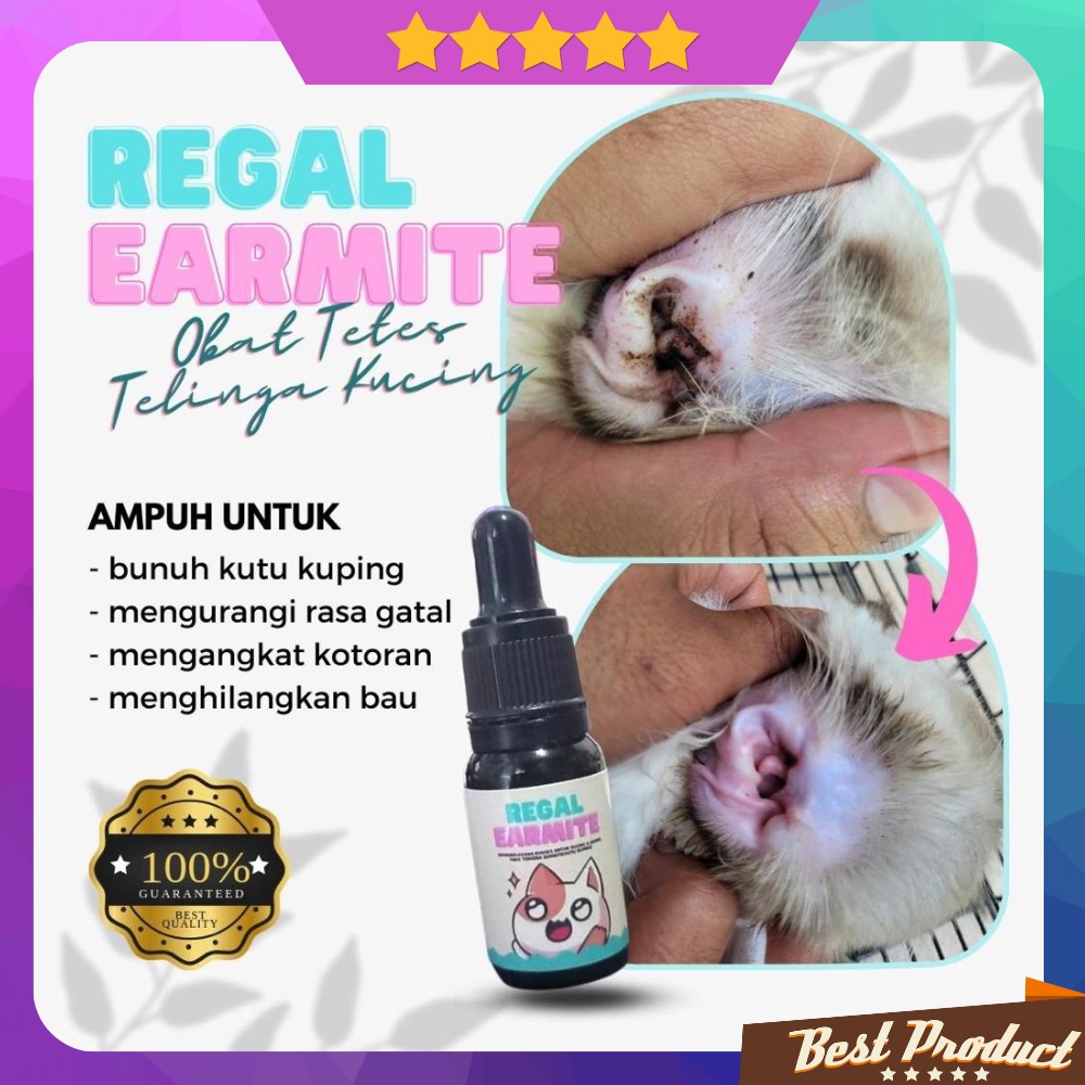 Regal Earmite Obat Anti Kutu Telinga dan Pembersih Kotoran Telinga Kucing Anjing