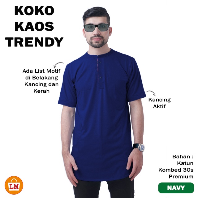 TERMURAH Baju Pria Muslim KOKO KAOS TRENDY Katun T-Shirt Cotton Combed 30s Big Size M-XL LMS 24147