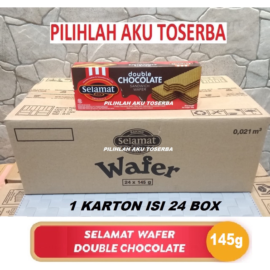 Selamat Wafer DOUBLE CHOCOLATE 145 g - (HARGA 1 KARTON ISI 24)