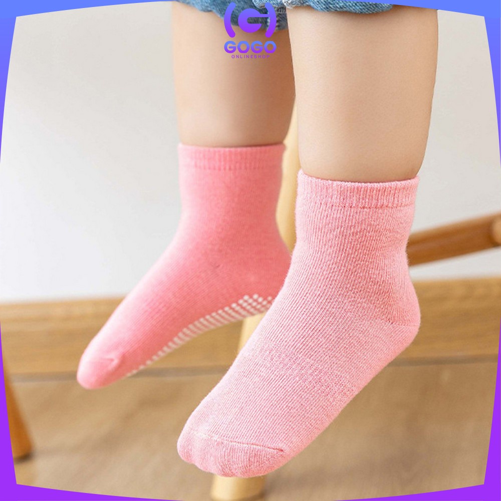 GOGO-P535 Kaos Kaki Anak 6 Pasang Anti Slip Pendek Polos Baby Kids Socks / Kaus Kaki Anak Anti Licin Anak Perempuan Laki Laki