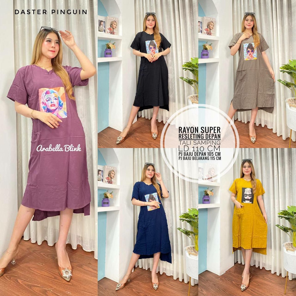 Home Dress Arabela Blink Panjang Busui Resleting Depan