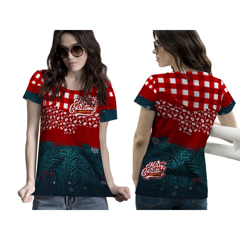 Riashop - T-shirt Wanita Merry Christmas Dan Tahun Baru | Kaos Merry Christmas