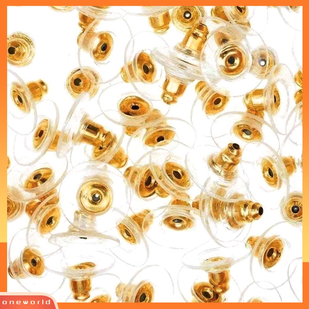 [WONE] 50pcs/set Ear Nuts Earring Findings Keepers Safety Back Stoppers Untuk Perhiasan DIY