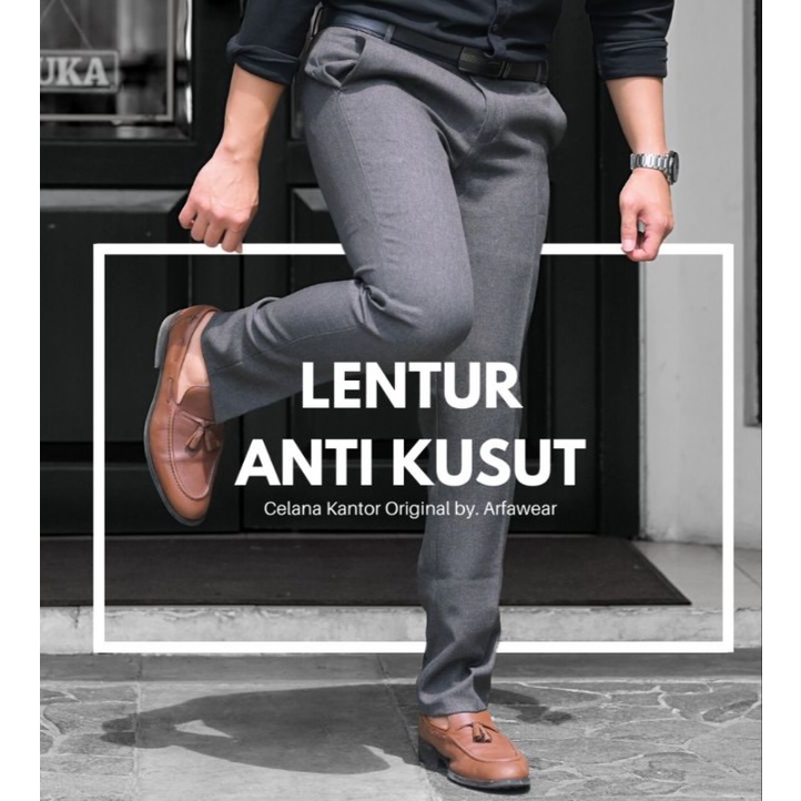 Celana Bahan Woll Pria Slimfit Kerja Formal UK 27-34 Warna